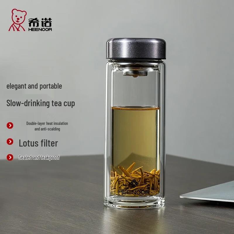 Xinuo Double Wall Borosilicate Glass Tea Bottle