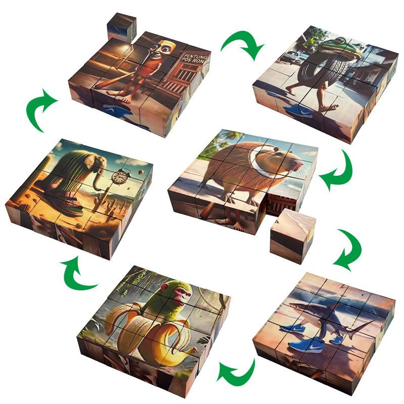 2CM Six Patterns Tung Tung Tung Sahur Magnetic Building Blocks Set Shinpanzinni Bananini Splicing Magnetic Educational Toys Gift for Children