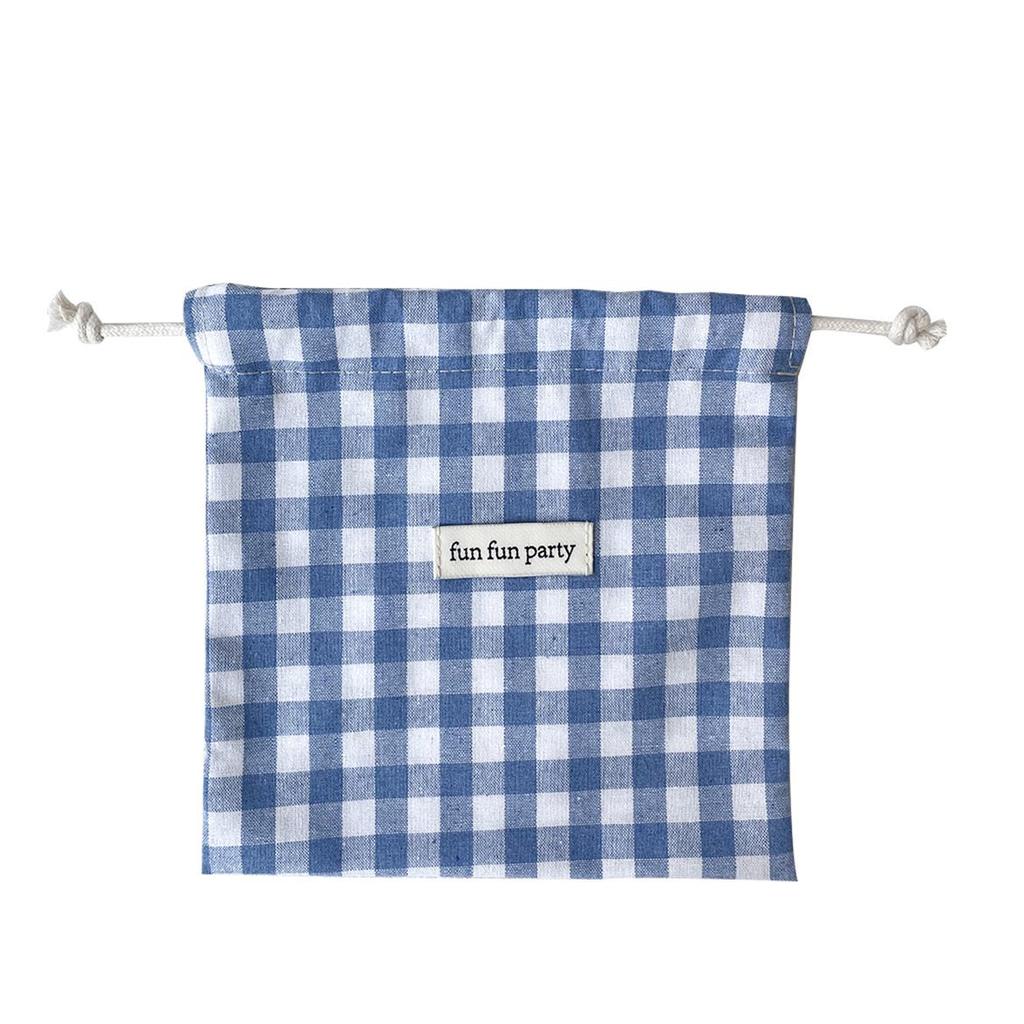 Floral Plaid Drawstring Pouch: Sundries, Keys, Coin, Card & Phone Holder