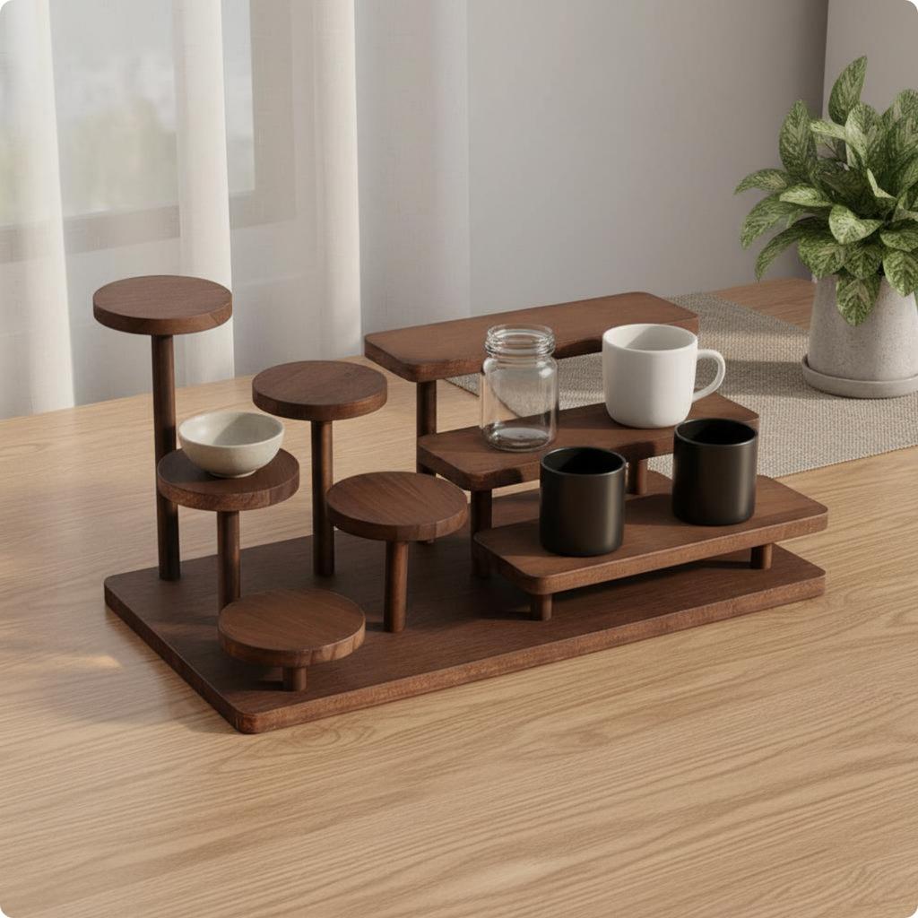 Wooden Display Rack Desktop Size Multi Level Shelf Wooden Riser Shelf Space Saving Home Storage Easy to Organize