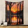 Sunset Forest Reflection Tapestry Art Patterned tapestry home decor, suitable for bedroom and living room, gift
