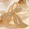 Luxury Exquisite Baguette Zircon Bow Brooches Full Paved Crystal Ribbon Lapel Pin for Women Suit Coat Wedding Party Jewelry Gift