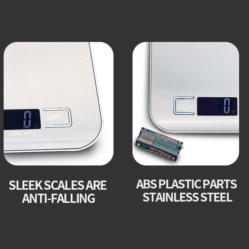 Digital Kitchen Scale Led Display Stainless Steel Panel Electronic Scales Home Jewelry Food Snacks Weighing Baking Tools