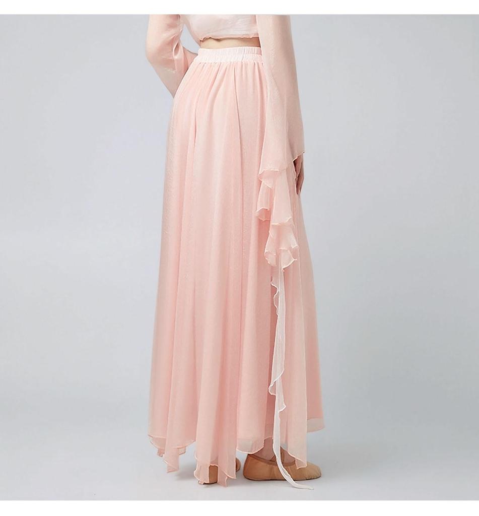 Women's Wide-Leg Flowy Skirt Pants for Chinese Dance and Stage Performance