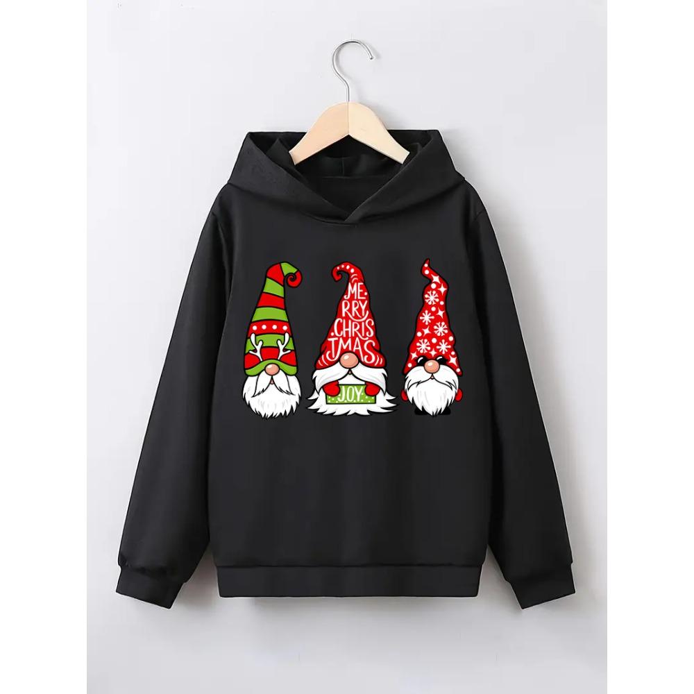 A Single Autumn Casual And Fashionable Hooded Sweatshirt For Boys With Santa Claus Cartoon Patterns, Suitable For Daily Outings