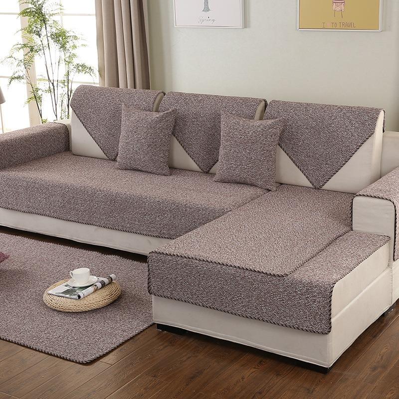 Sofa Cushion Fabric Four Seasons Sofa Slipcover Universal Autumn Linen Simple Modern Thickened Non-Slip Sofa Covers