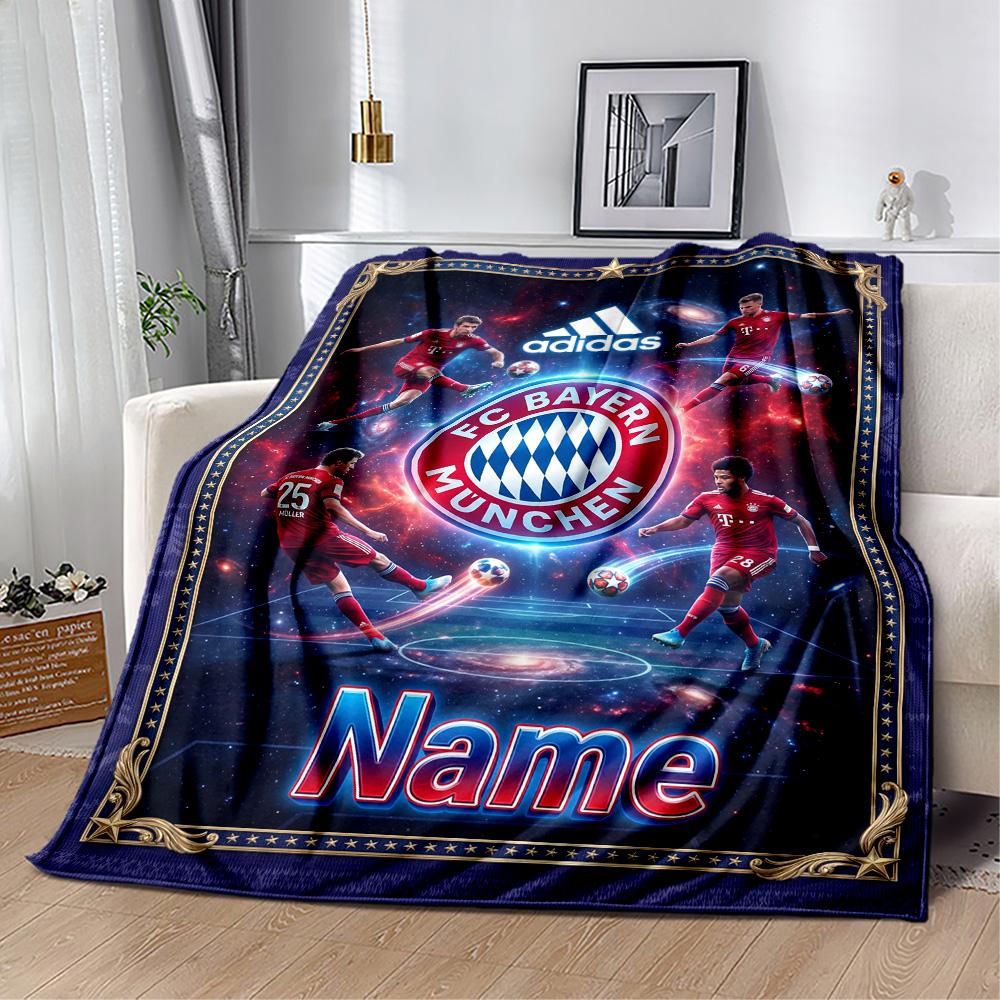 Bayern Munich Galaxy Artwork Customize Your Name Blanket Multi-purpose Personalized Blanket Comfortable for Bedding Living Room Bed Office Chair