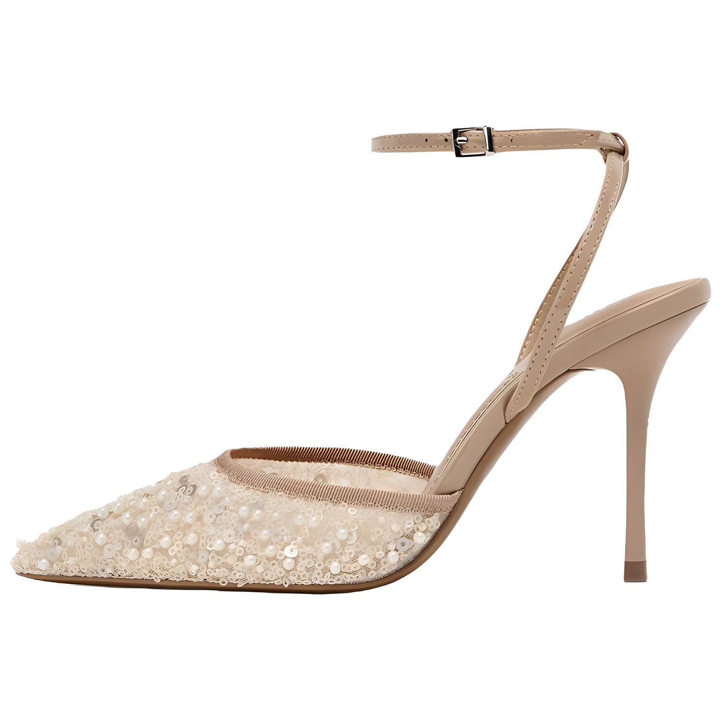 

Zara ПУ Стильные Прозрачные Мюли с Острым Носком и Открытой Пяткой на Шпильке 10,5 см Женские Каблуки Бежевые 12257510098-38 37