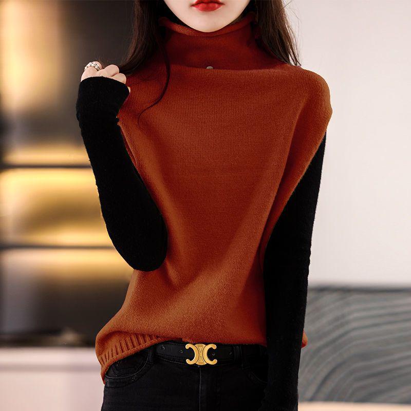 

Women s Plus Size Two-Piece Knit Vest Set - Stylish High Neck Sleeveless Top S (40-45 kg)