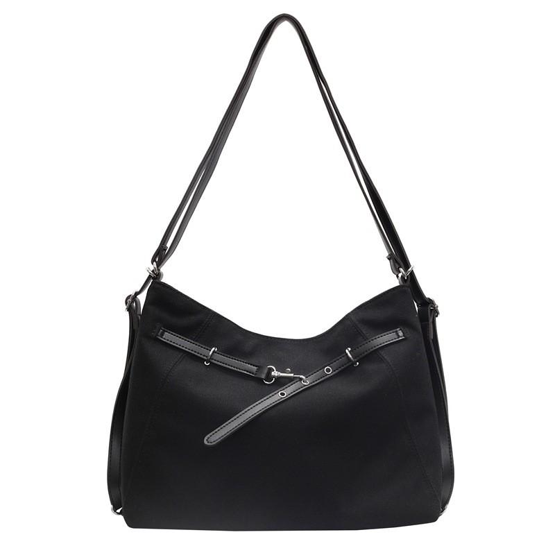 

Color Style Solid Canvas Bag Women Stitching Details Soft Structure Bags Travel