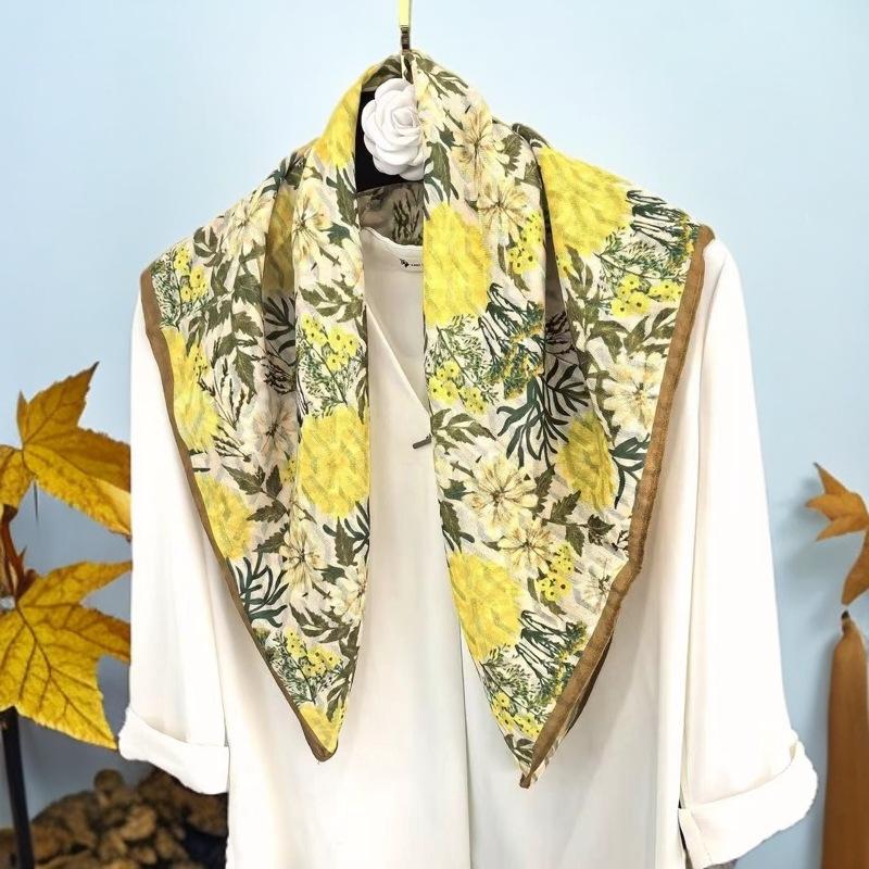 

Мода 70 см хлопковый квадратный шарф женский цветочный принт банданы женские шарфы повязка на голову аксессуары платок для волос