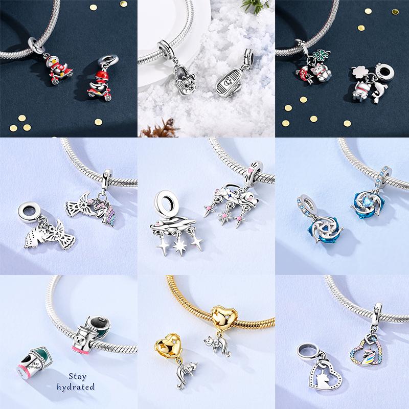 Travel Airplane Camera Charms Suitcase Love Travel Life Bead 925 Silver Fit Bangle Bracelet Necklace Jewelry
