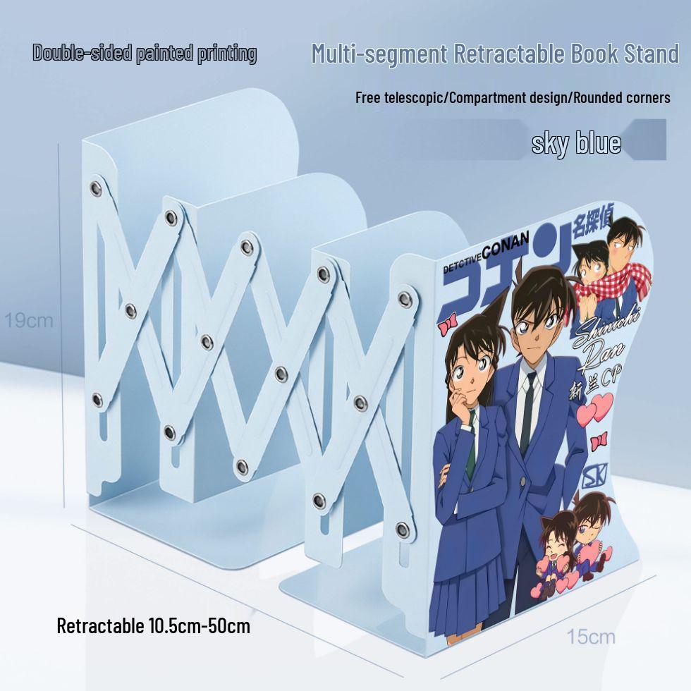 Conan Kaitou Kid Desktop Organizer: Retractable Folding Bookshelf & Thickened Book Clip Thickened Metal Retractable Bookshelf