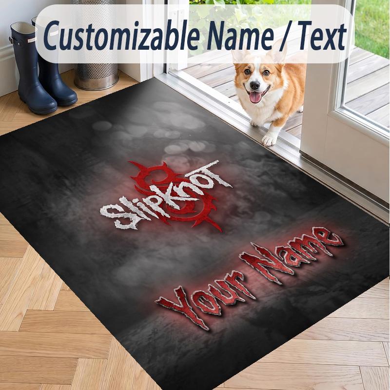 Custom Text Printed Rug Slipknot Non Slip Floor Carpet For Home Room Decor