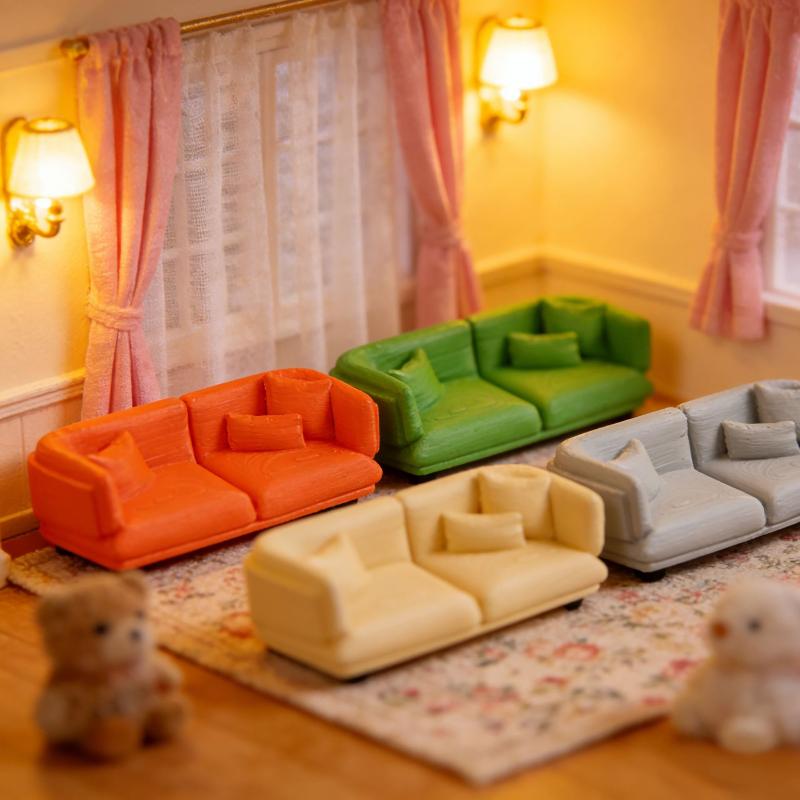 Miniature Sofa Model 1 12 Scale Dollhouse Furniture Soft Couch Decorative for Living Room Kids Room Display