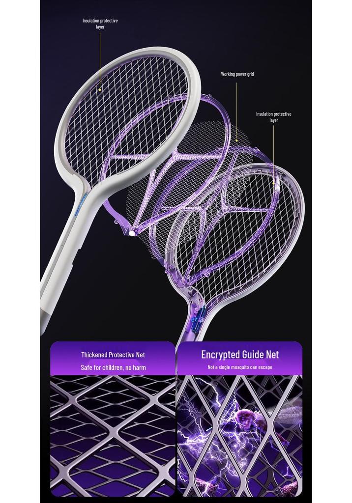 Wall-Mounted 3-in-1 Purple Light Electric Mosquito Swatter: Handheld, Electric Shock, Insect Attracting Killer Lamp
