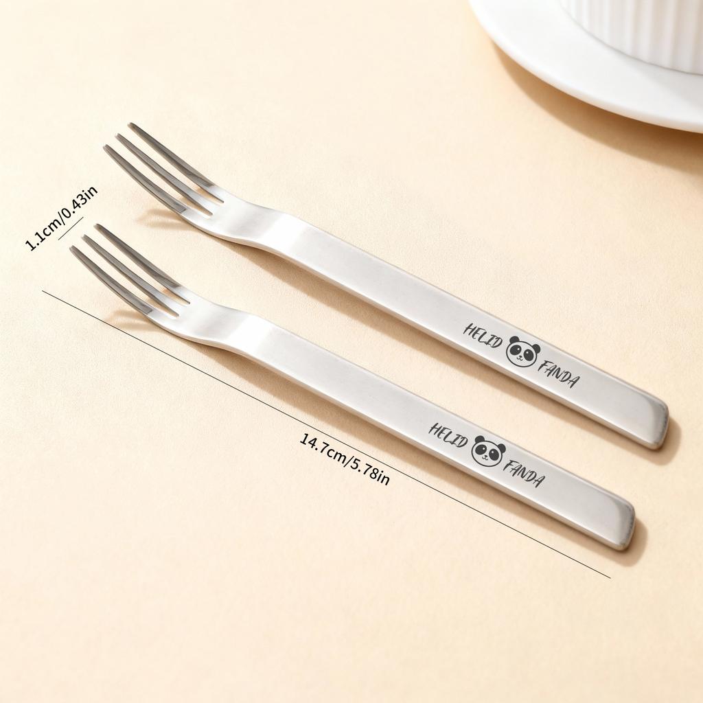 2/4PCS Durable 316 Stainless Steel Fruit Forks Cute Long Handle Dinner Forks 2-In-1 Dual-Purpose Forks Spoon Kitchen Tableware