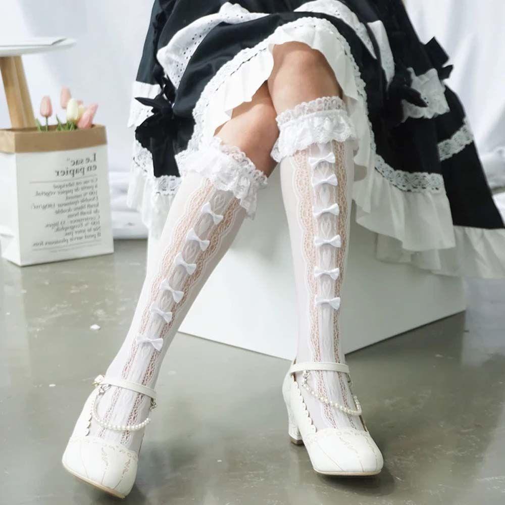Sexy Elastic Hollow Japanese Princess Mid Tube Socks Ladies Hosiery Lolita Mesh Stockings