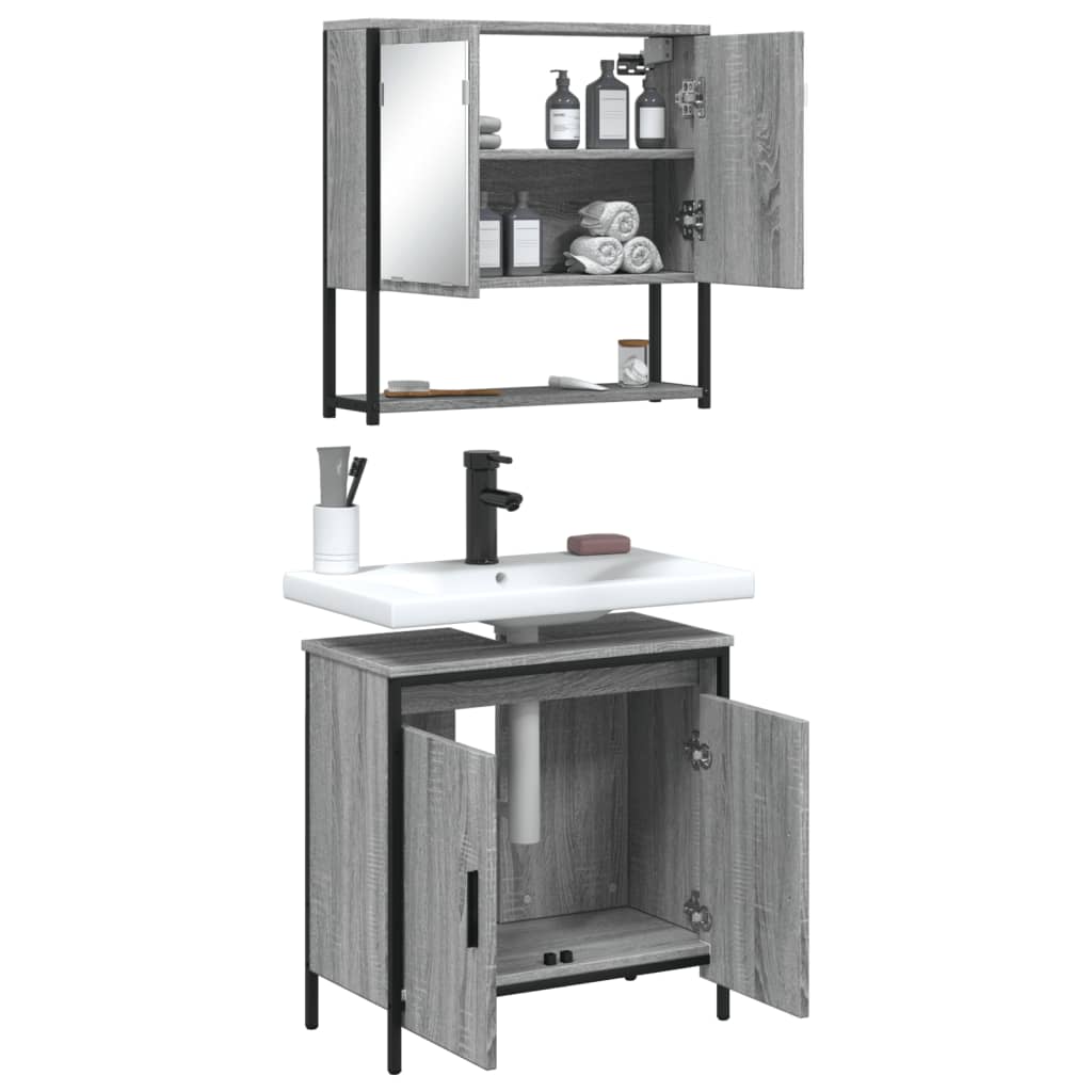 Vidaxl Set di Mobili da Bagno a 2 Pezzi, Rovere Sonoma Grigio