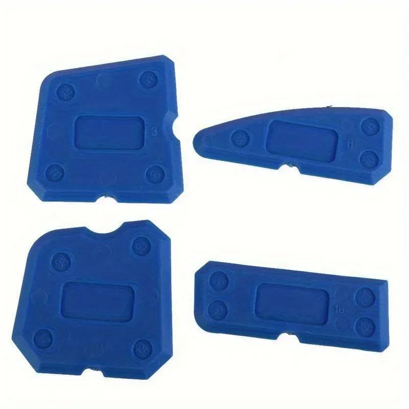 4pcs Silicone Glass Cement Scraper, Sealant & Grout Remover Tool Set (Blue,Scraper)