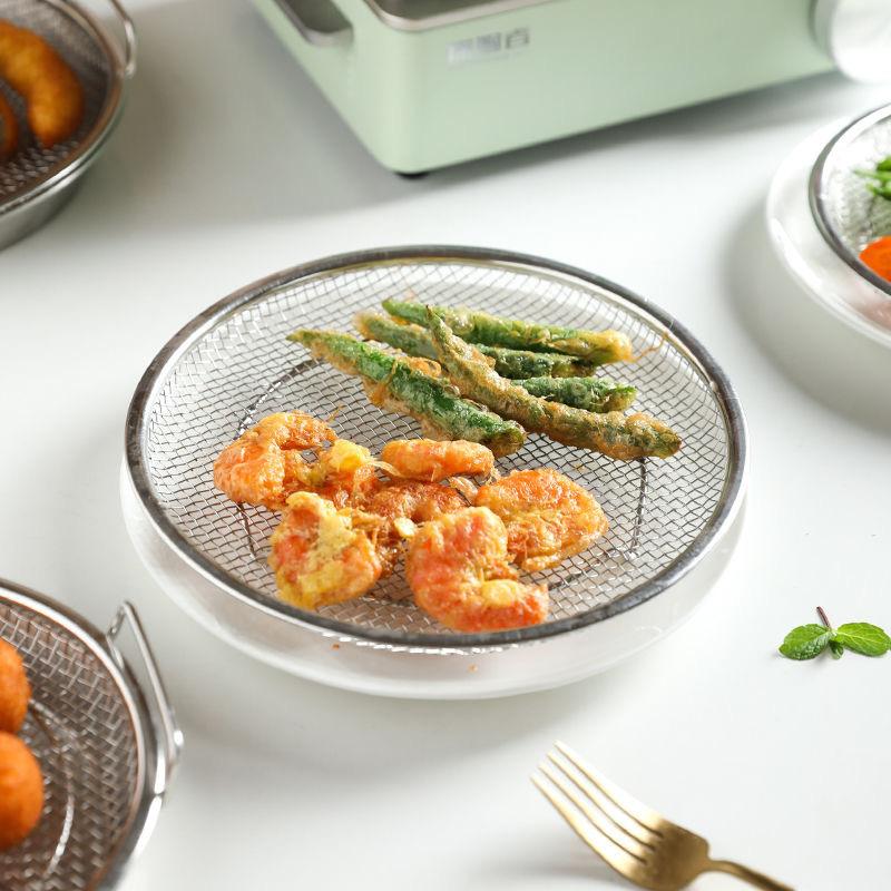 Stainless Steel Mesh Oil Filter Tray Drain Basket Reusable Vegetable Draining Rack Fried Food Strainer