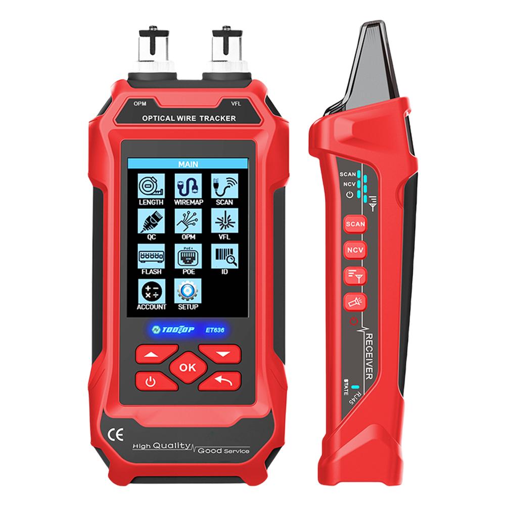 Network Cable Tester Ethernet Wire Tester Rechargeable POE Wire Tracer with RJ45 Connections Optical Power Meter Networking Tool