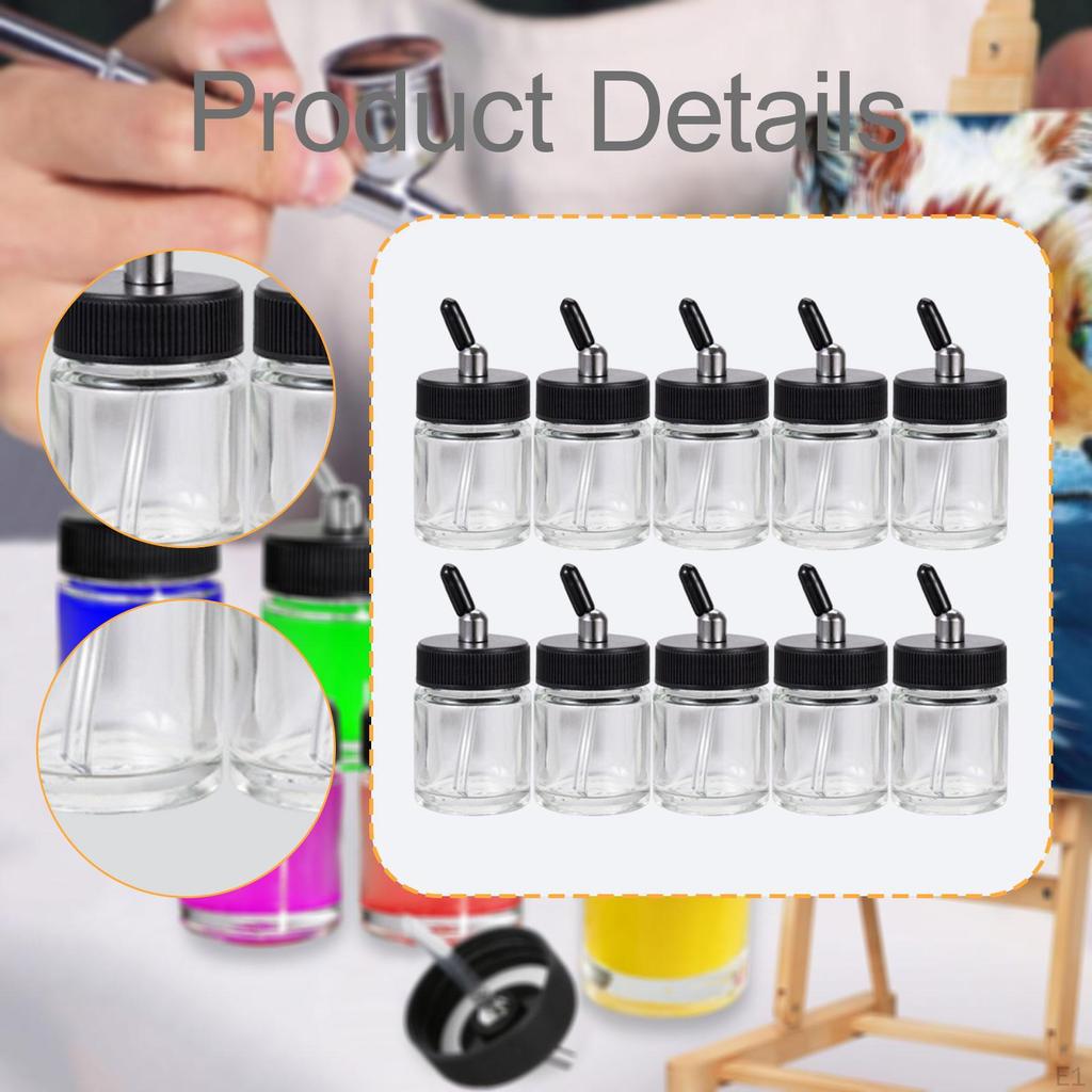 10 Pieces Airbrush Bottles Glass Sturdy Practical Easy to Clean Durability Accessory Premium