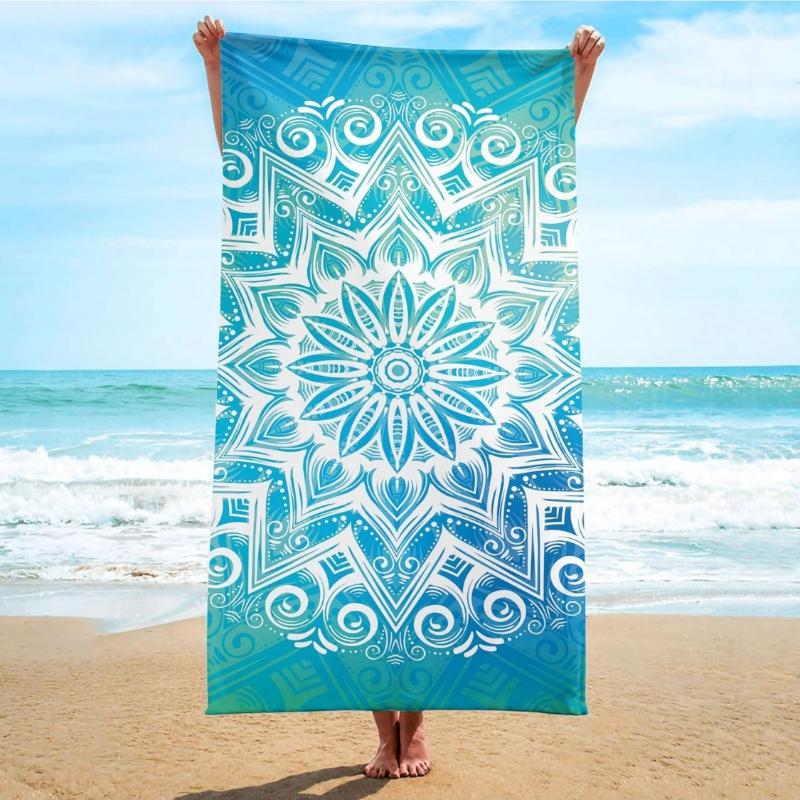 

Large Sand Free Towels for Travel,Quick Dry Absorbent Swimming Beach Towels for Pool Yoga Gym Camping (Mandala Blue) W40*H60(CM)
