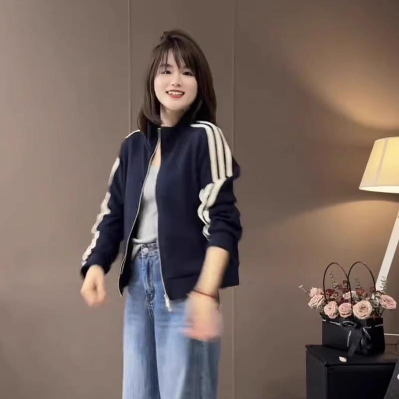 Women's Petite Three-Stripe Baseball Jacket - Spring/Autumn 2025 Korean Style