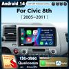 Android 14 Carplay Auto Car Radio for Honda Civic 8 2005-2012 Multimedia Player Navigation GPS 2 Din 4G Audio Stereo Head Unit