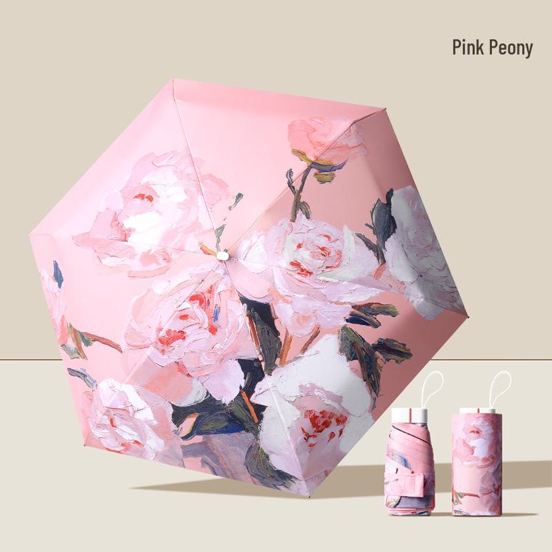 Women's Compact Sunscreen Mini Folding Umbrella - Travel-Size, Rain or Shine, Customizable Design