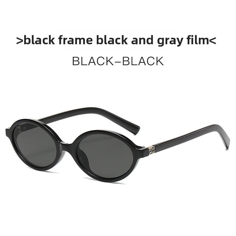 

Женские ретро-солнцезащитные очки овальной формы с черными линзами для модного летнего стиля Style A