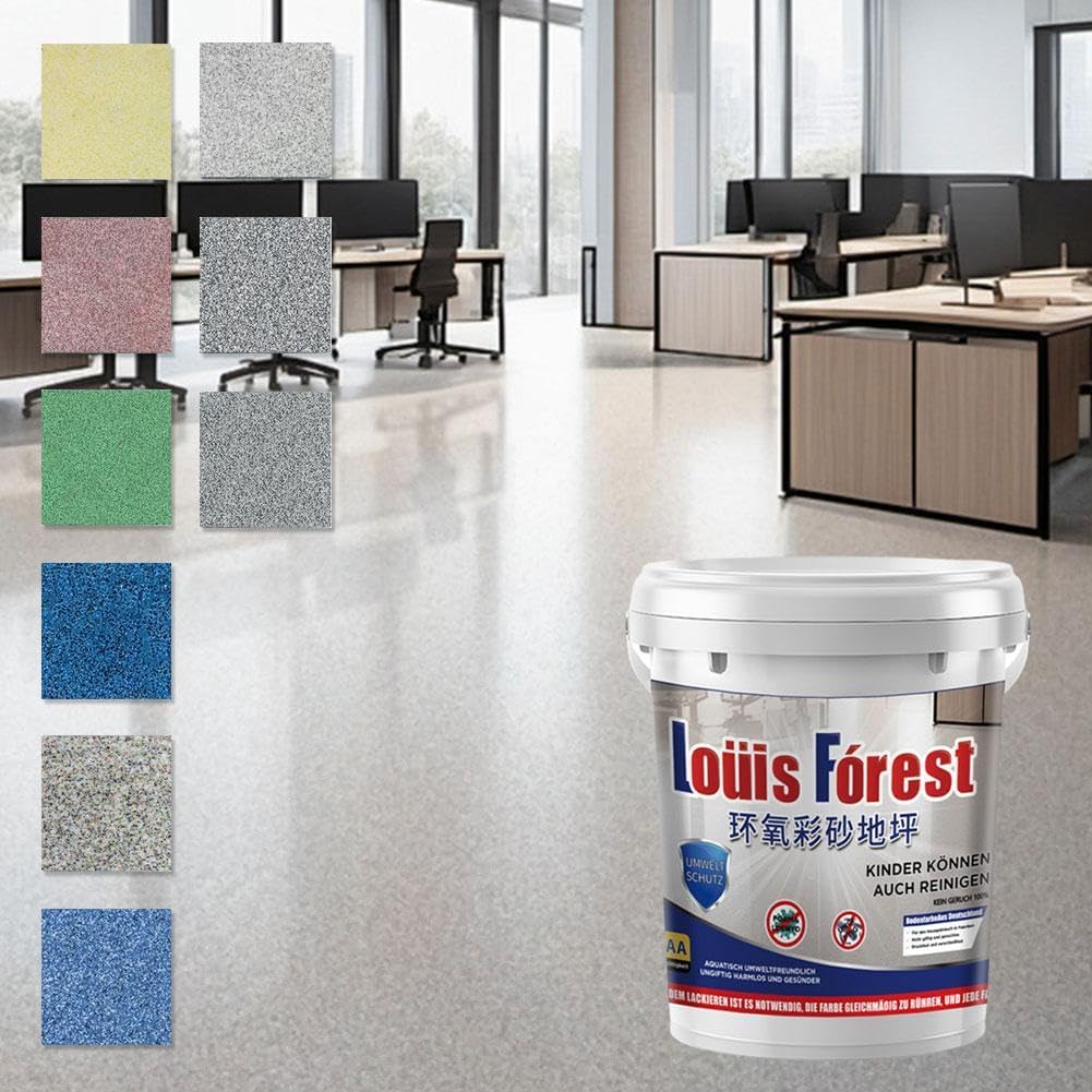 High-Gloss Marble Effect Epoxy Floor Coating, Colored Sand Self Leveling Flat Paint, Imitation Marble Paint, Household Cement Flat Paint, Outdoor
