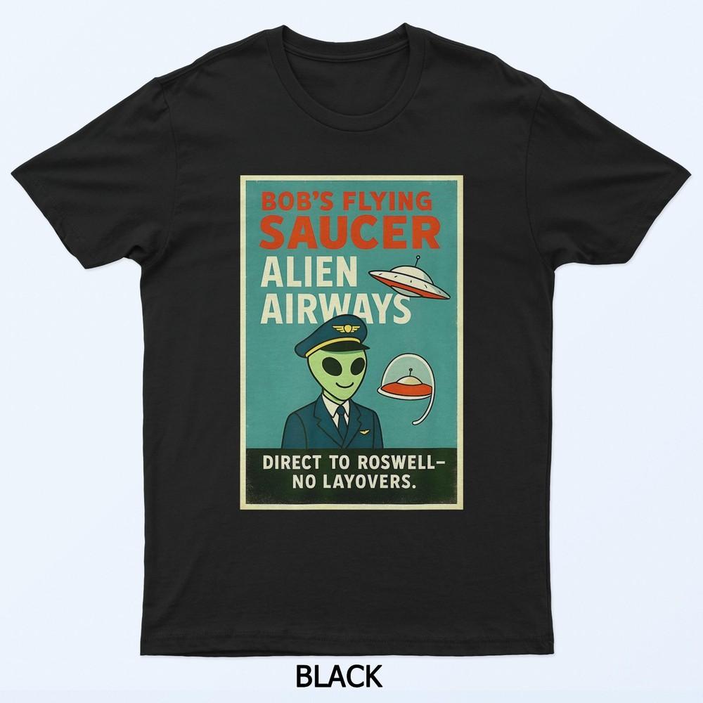 Roswell Alien Ufo Airways Retro Airline Pilot Poster T-Shirt