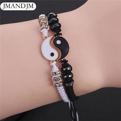 2 bijpassende Yin en Yang armbandenset Prachtige handgeweven Tai Chi-armbandenset