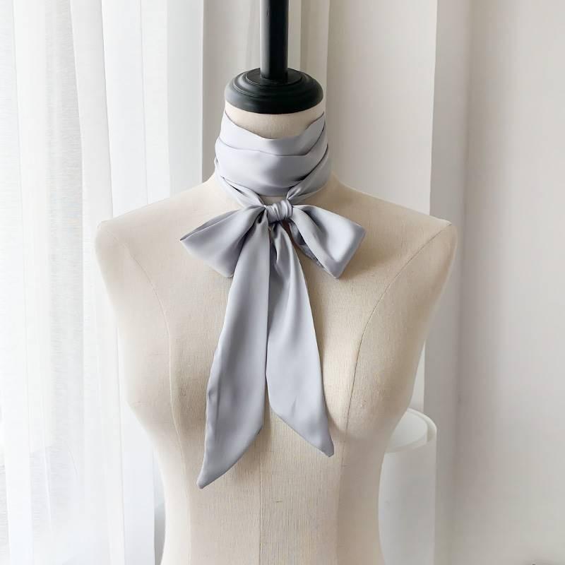 Korean Style 190*5cm Women Plain Chiffon Silk Scarf Solid Color Long Hairband Versatile Decorative Streamer Bag Tie Satin Ribbon