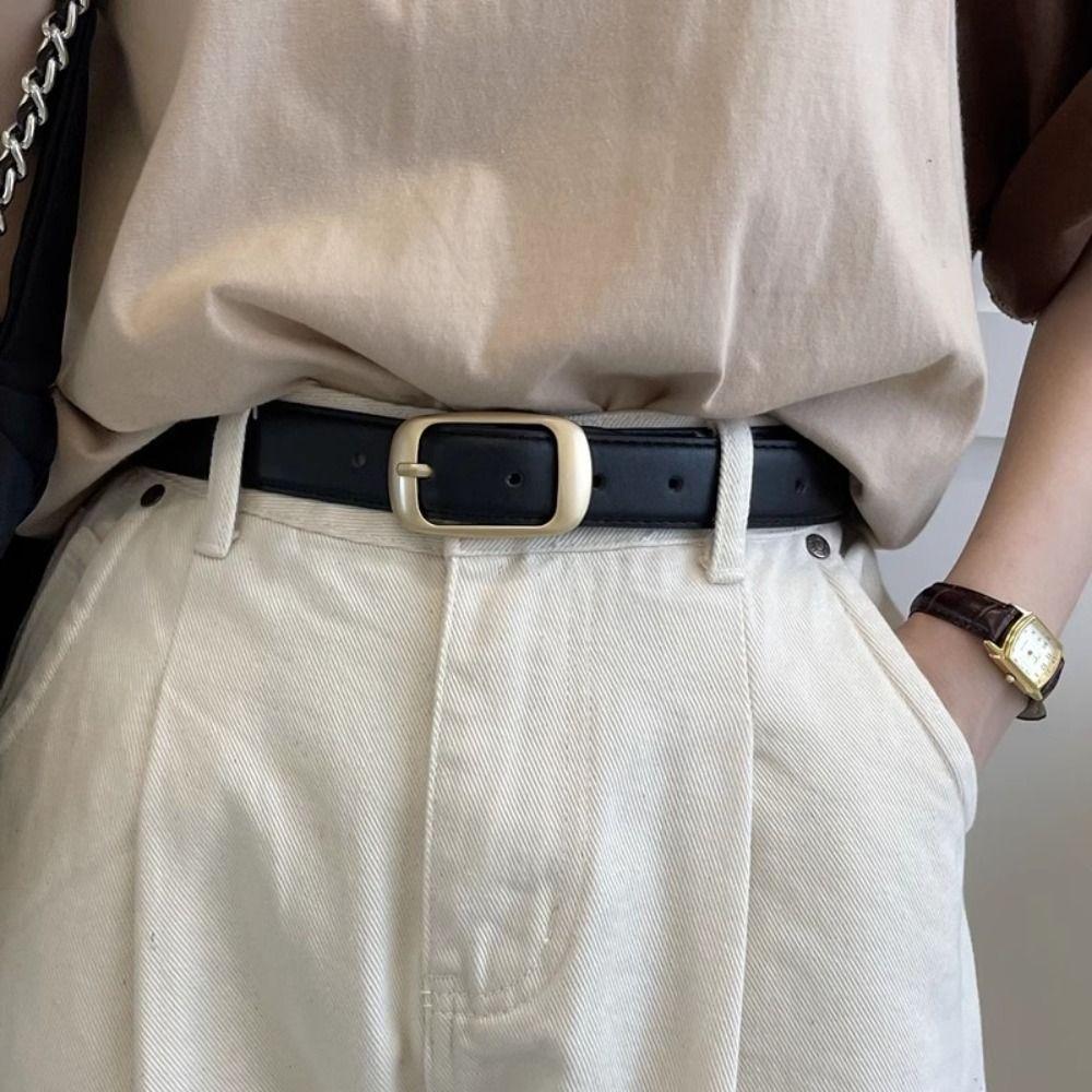 Waist Belt Square Buckle Belt Gold Thin Belt Elegant Dress Decoration
