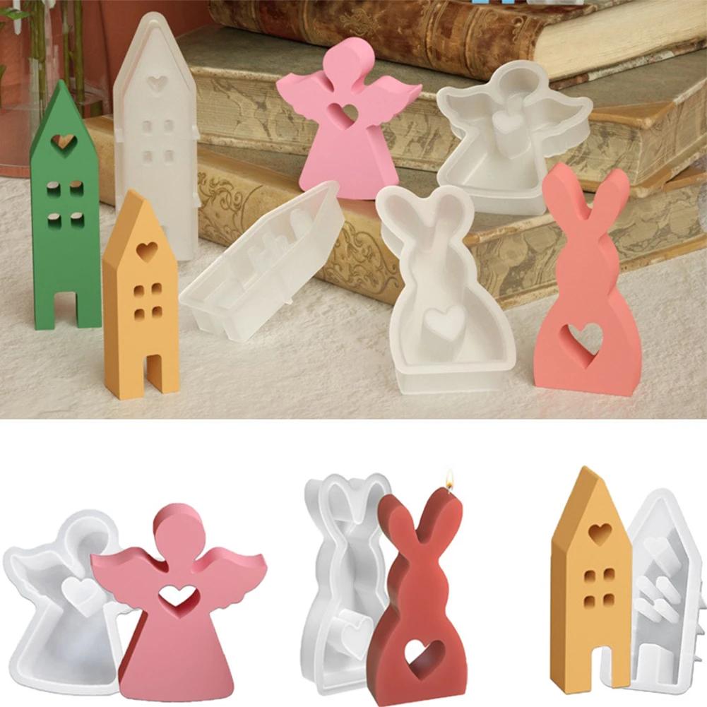 7Pcs Easter Silicone Molds House Rabbit Angel Fondant Mold Soap Mold for DIY Candle Candy Chocolate Soap spain