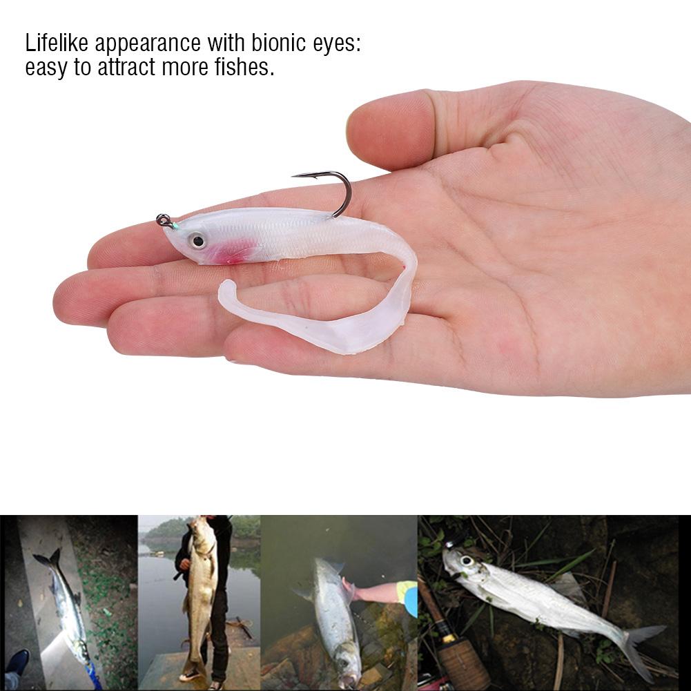5PCS Fish Lures Artificial Fake Bait Soft Lures Seabass Fishing Tackle with Hook SO050-2