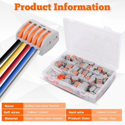 121Pcs Lever Wire Connectors Nuts Kit Push In Quick Connect Electrical Lever Wire Connectors for 0.08mm²-2.5mm² Home Lighting