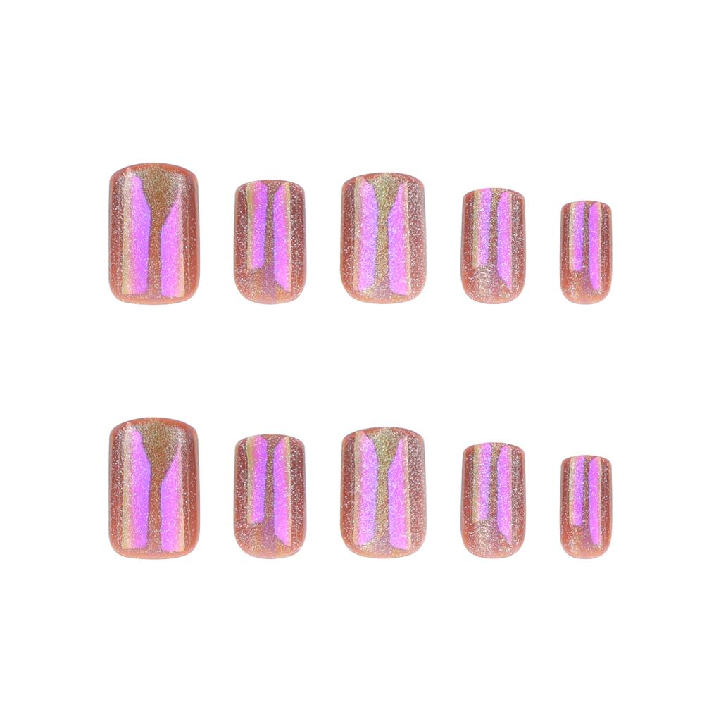 Aurora Cat Eye Purple Solid Color Manicure Short High-end Light Luxury Nails Internet Celebrity Popular Nail Film