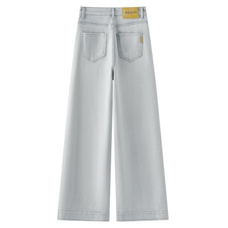 Γυναικείο 2025 Ανοιχτό Γκρι Ψηλόμεσο Αδυνατιστικό Φαρδύ Τζιν με Επιλογές Στενού και Φαρδιού Ποδιού για Άνοιξη/Καλοκαίρι.