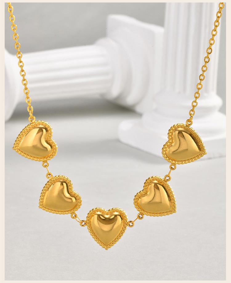 Waterproof Stainless Steel Heart Statement Necklace for Women, Non Tarnish 18k Gold Plated Party Jewelry
