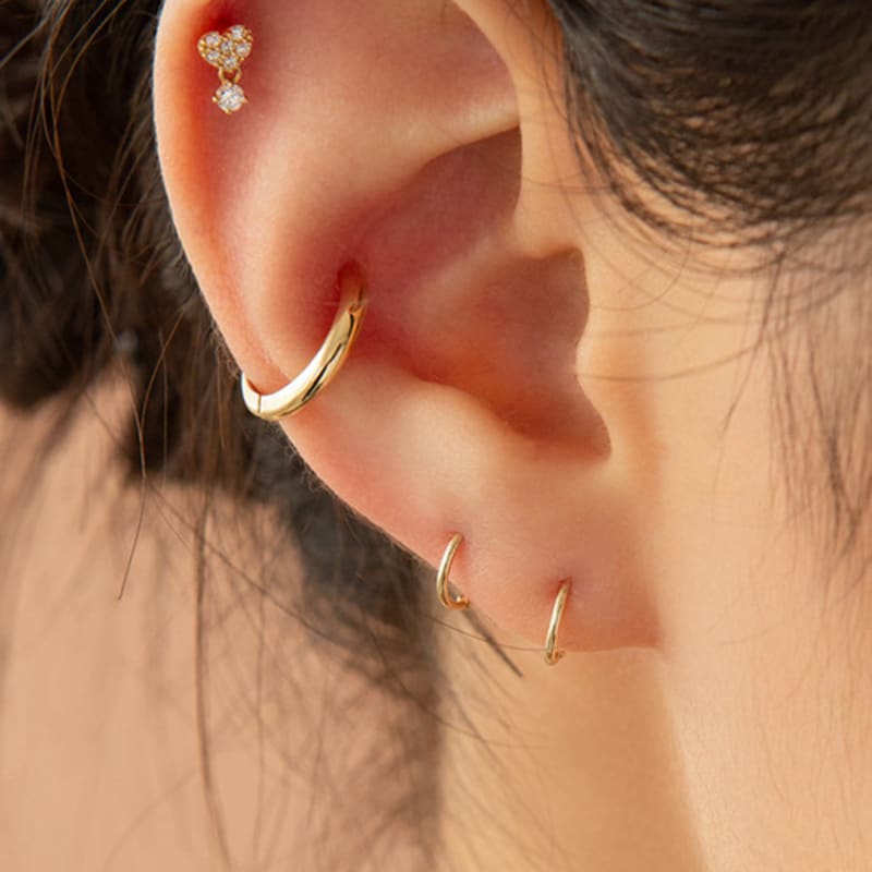 LUNNE 14k Heart Cubic Drop Piercing (14K Gold) #W07