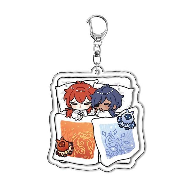 Genshin Impact Acrylic Keychains Arlecchino Sigewinne Lyney Wriothesley Clorinde Lynette Diluc Mona Keyrings Pendants Figure Toy