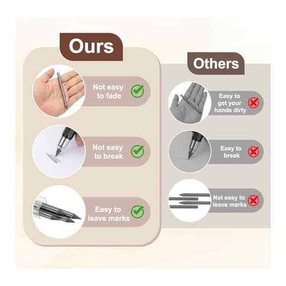PATIKIL 18 Pcs 5.6mm 8B Carpenter Pencils Refills, Break-Resistant Solid Dry Leads for Drafting, Construction, and Art, Black
