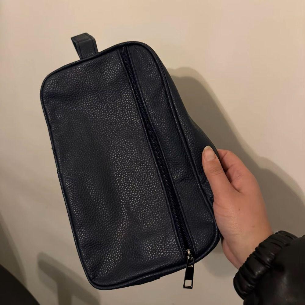 Lychee Pattern Man's Cosmetic Bag PU Make Up Pouch Bag Simple Toiletry Storage Bag  Outdoor