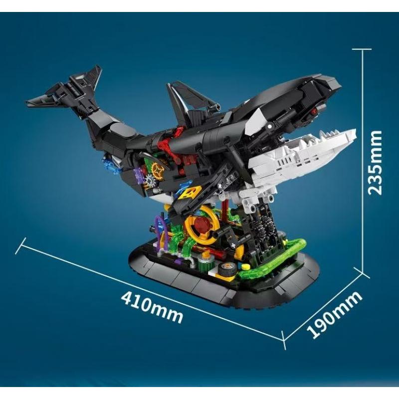 1092Pcs Orca Model Building Blocks Set With Display Stand, Home Decor Collectible Toy Ornament, Stem Toy Gift For Kids Adults