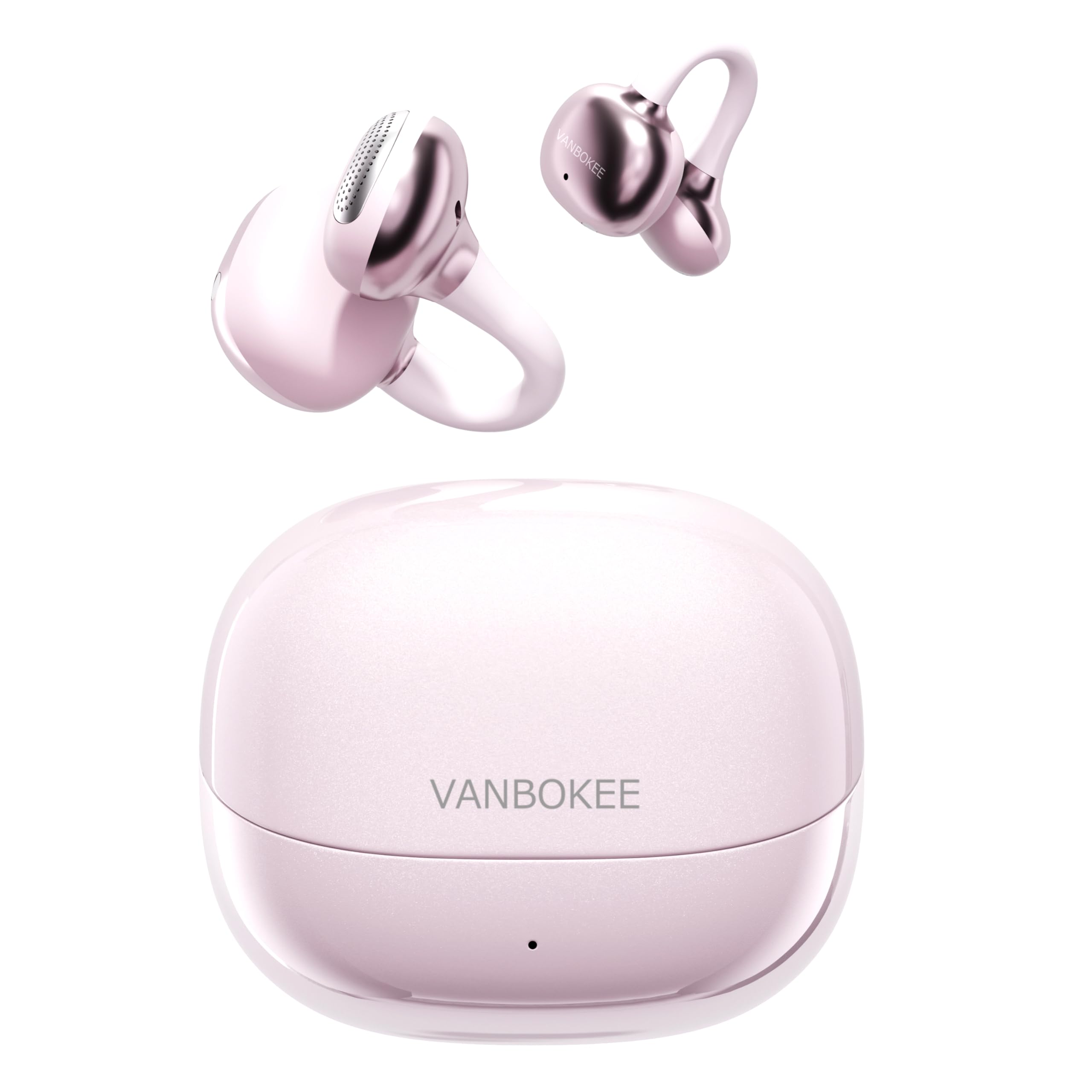 

VANBOKEE H15 Навушники Bluetooth Бездротові Відкриті Глибокі До 34 Годин Роботи Швидка Ергономічна Ідеально для або як Подарунок Навушники-Кліпси, Вухо, Бас, рожевий