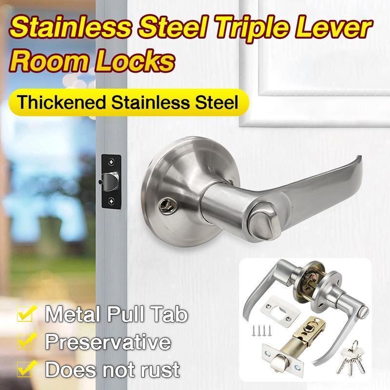 1pc Bedroom Door Lock, Indoor Use, Aluminum Alloy Material, Easy Bedroom Lock Holder, Three Pole Spherical Holder Key